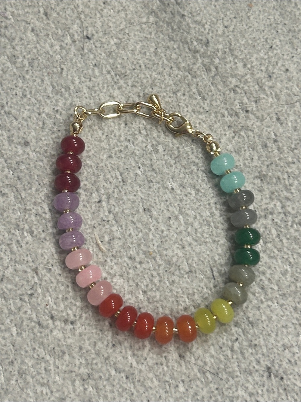 Multicolor Beaded Bracelet with Gold Chain